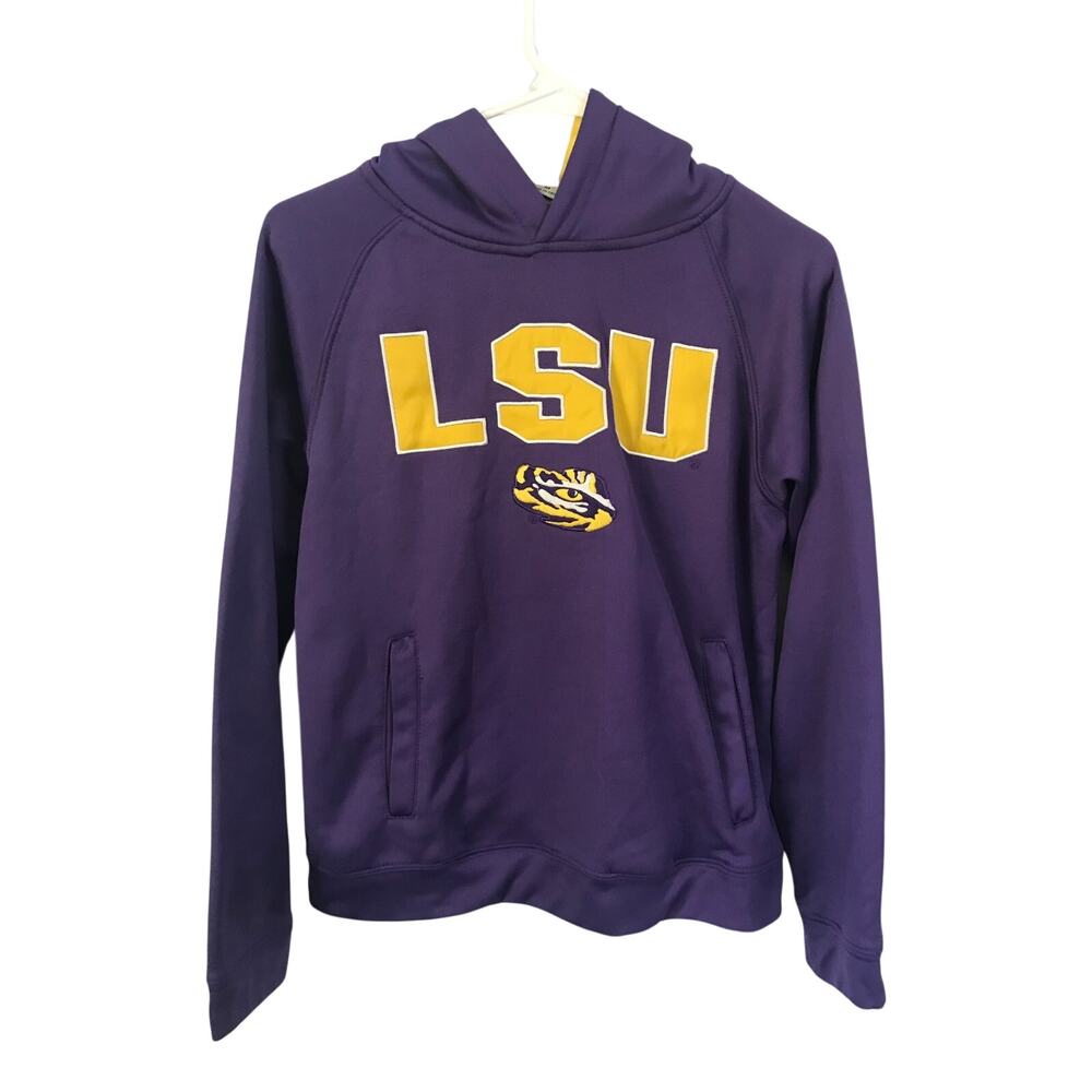 Stadium Athletic Hoodie Youth LSU Tigers Purple Big Logo Pullover Size 12-14